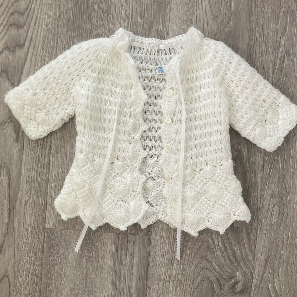 Vintage Crochet White Knit Sweater